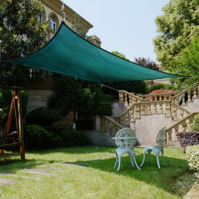 Cool Area Square 11 Feet 5 Inches Sun Shade Sail with Stainless Steel Hardware Kit, UV Block Fabric Patio Shade Sail in Color Green   566075223